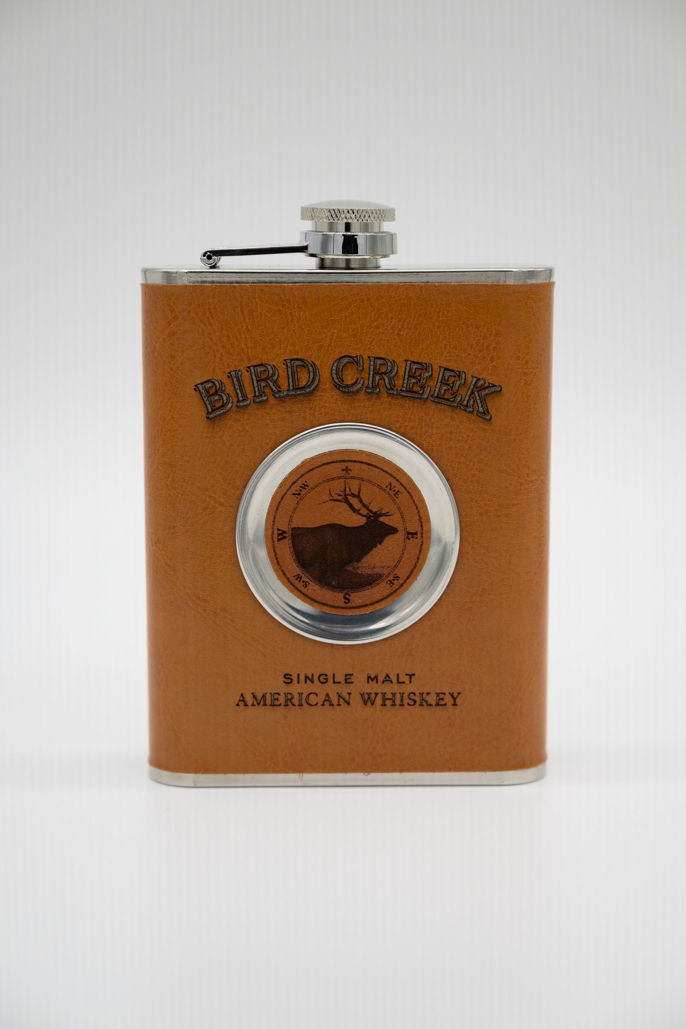 Flat Leather Flask + Built In Shot Glass