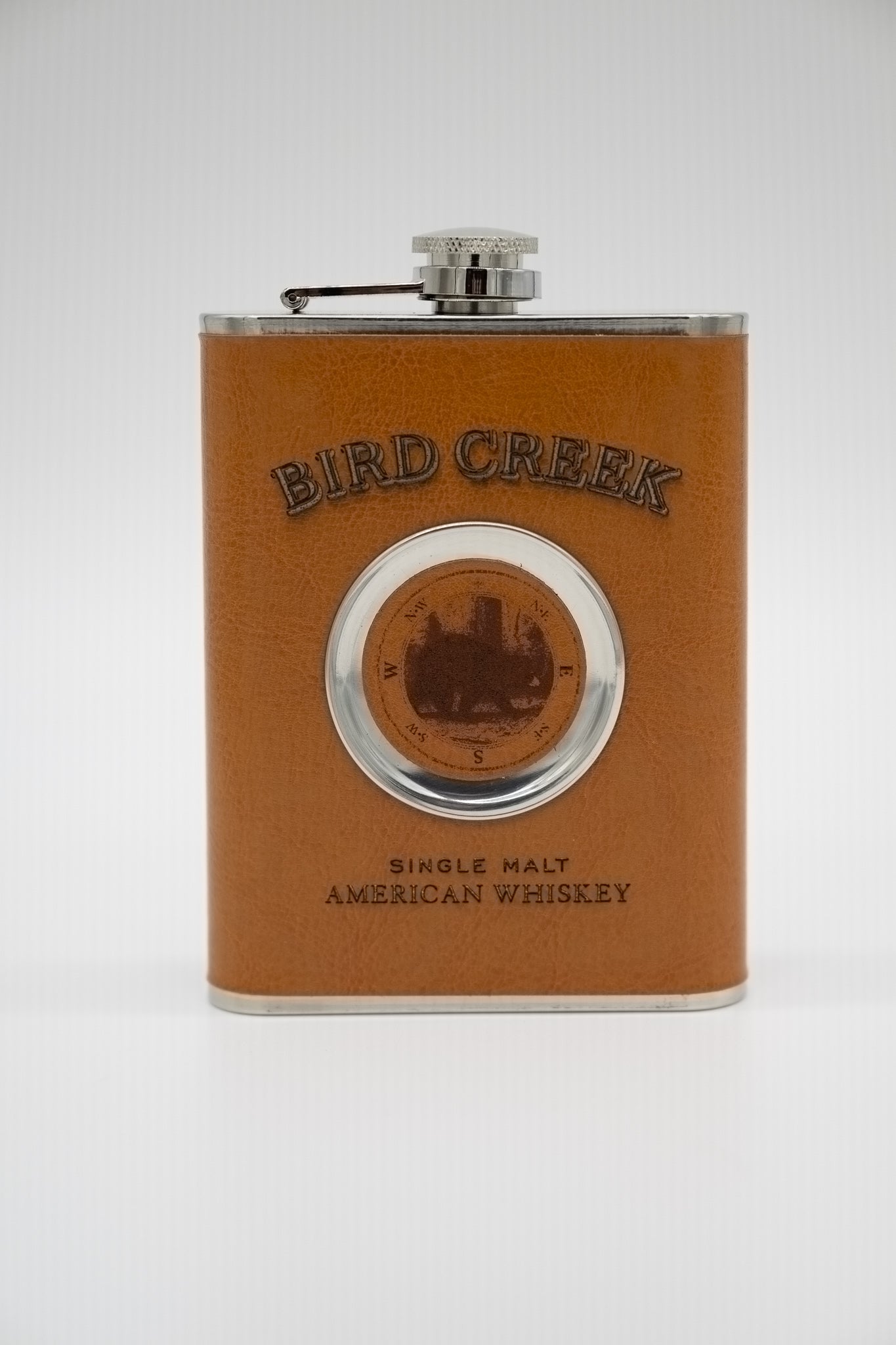 Flat Leather Flask + Built In Shot Glass