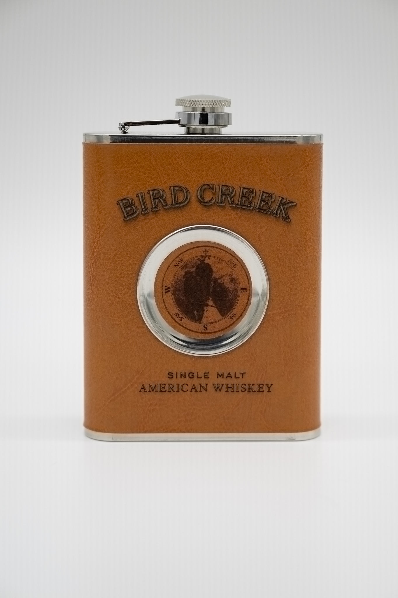 Flat Leather Flask + Built In Shot Glass