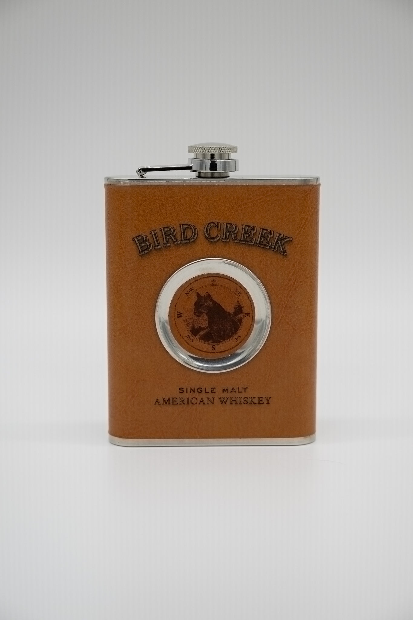 Flat Leather Flask + Built In Shot Glass