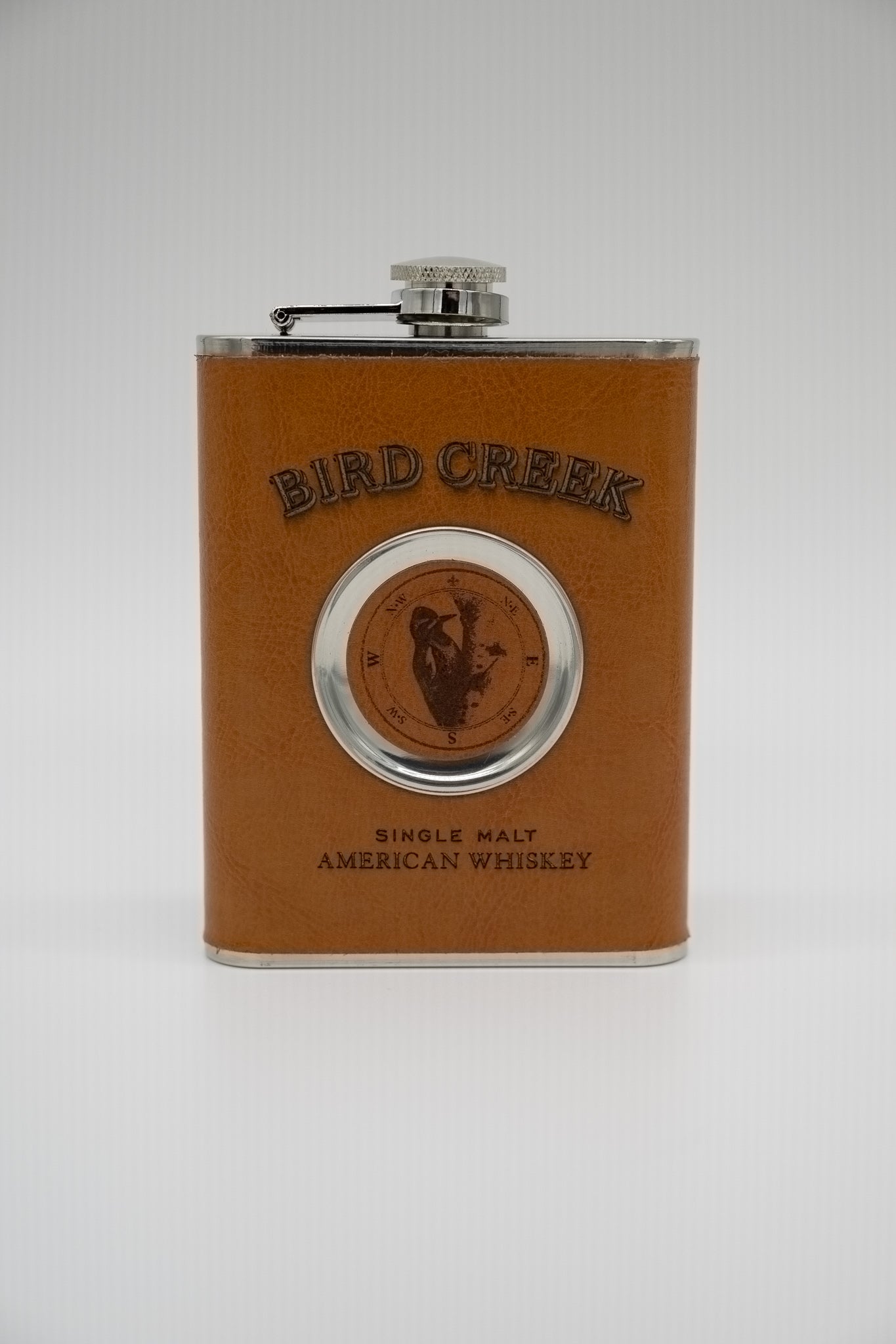 Flat Leather Flask + Built In Shot Glass