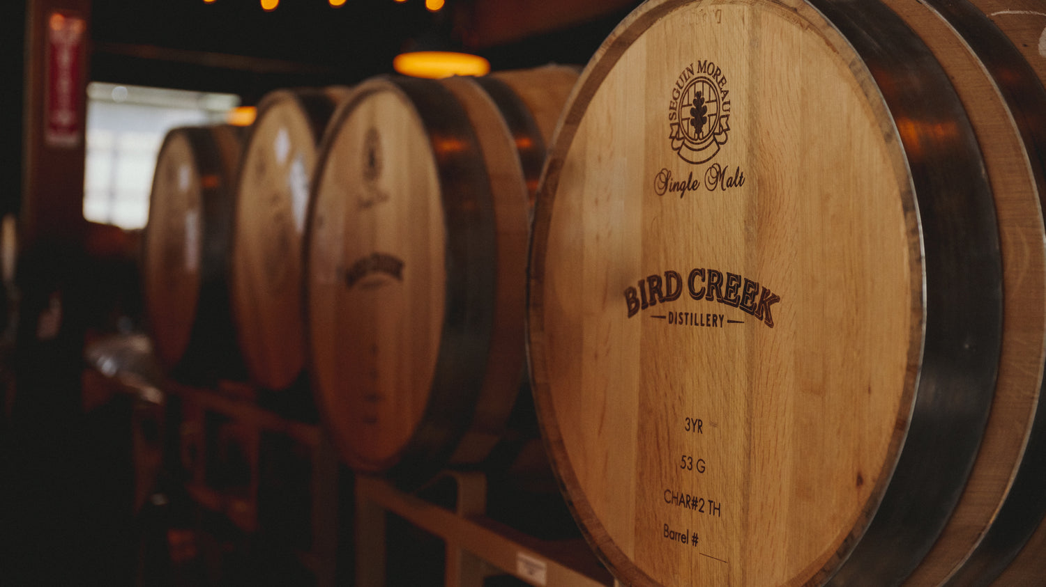 Bird Creek Whiskey - Single Malt American Whiskey - Barrels in Portland tasting room