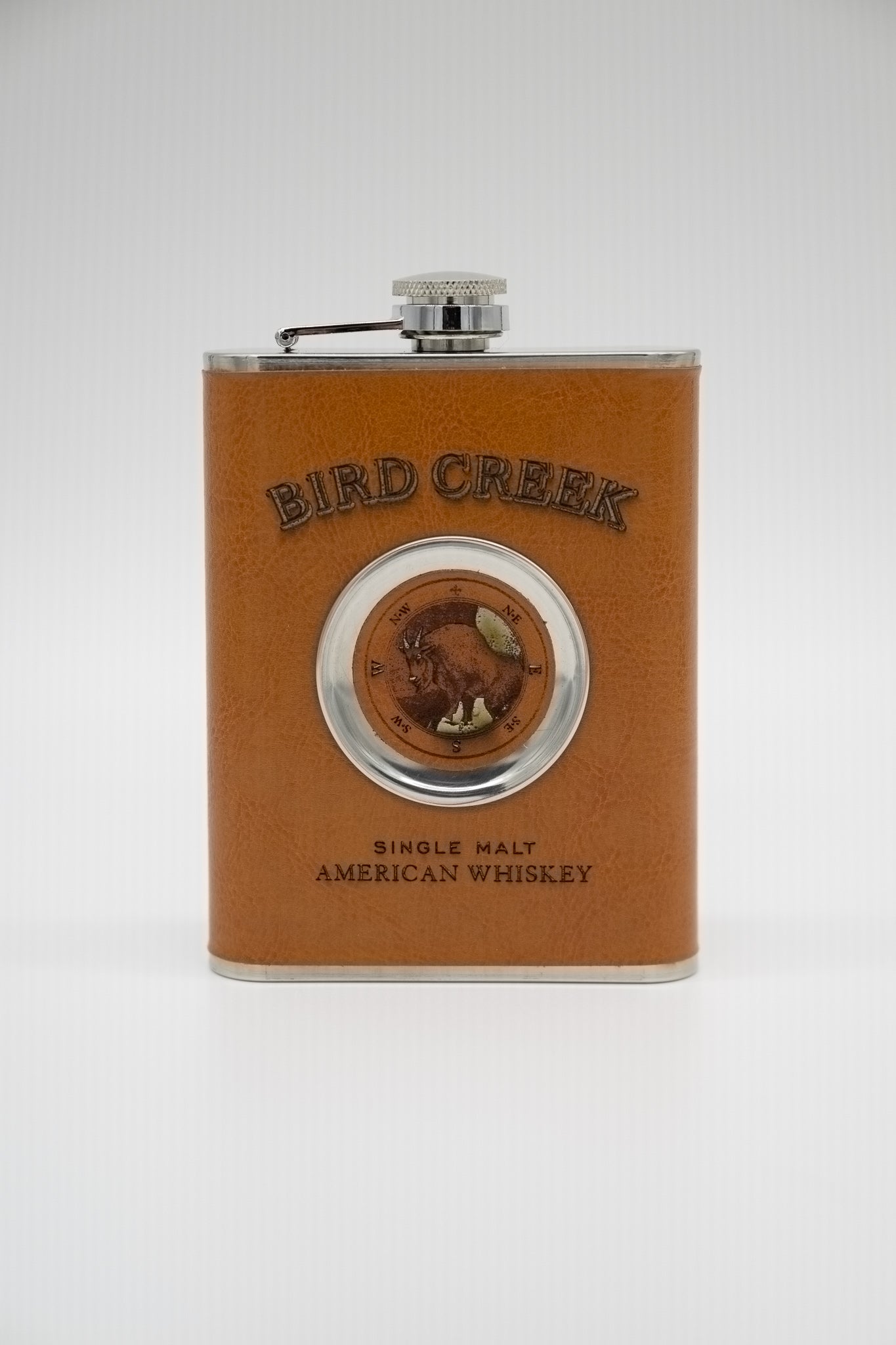 Flat Leather Flask + Built In Shot Glass